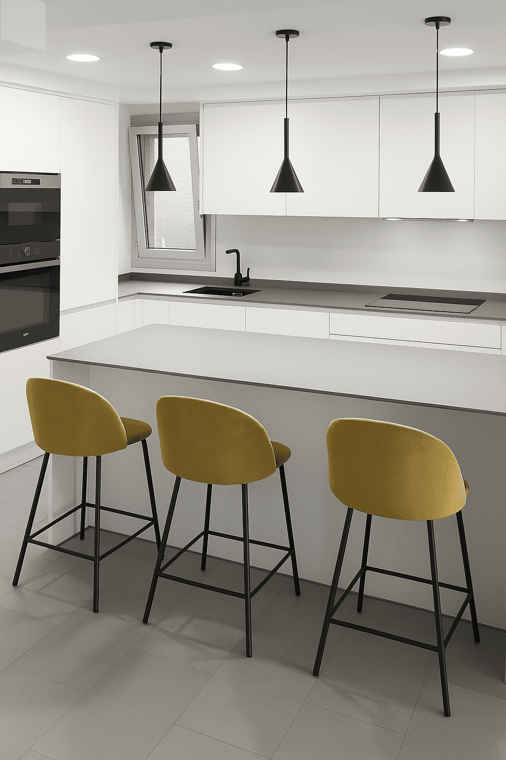 Reforma cocina moderna blanca en Mallorca