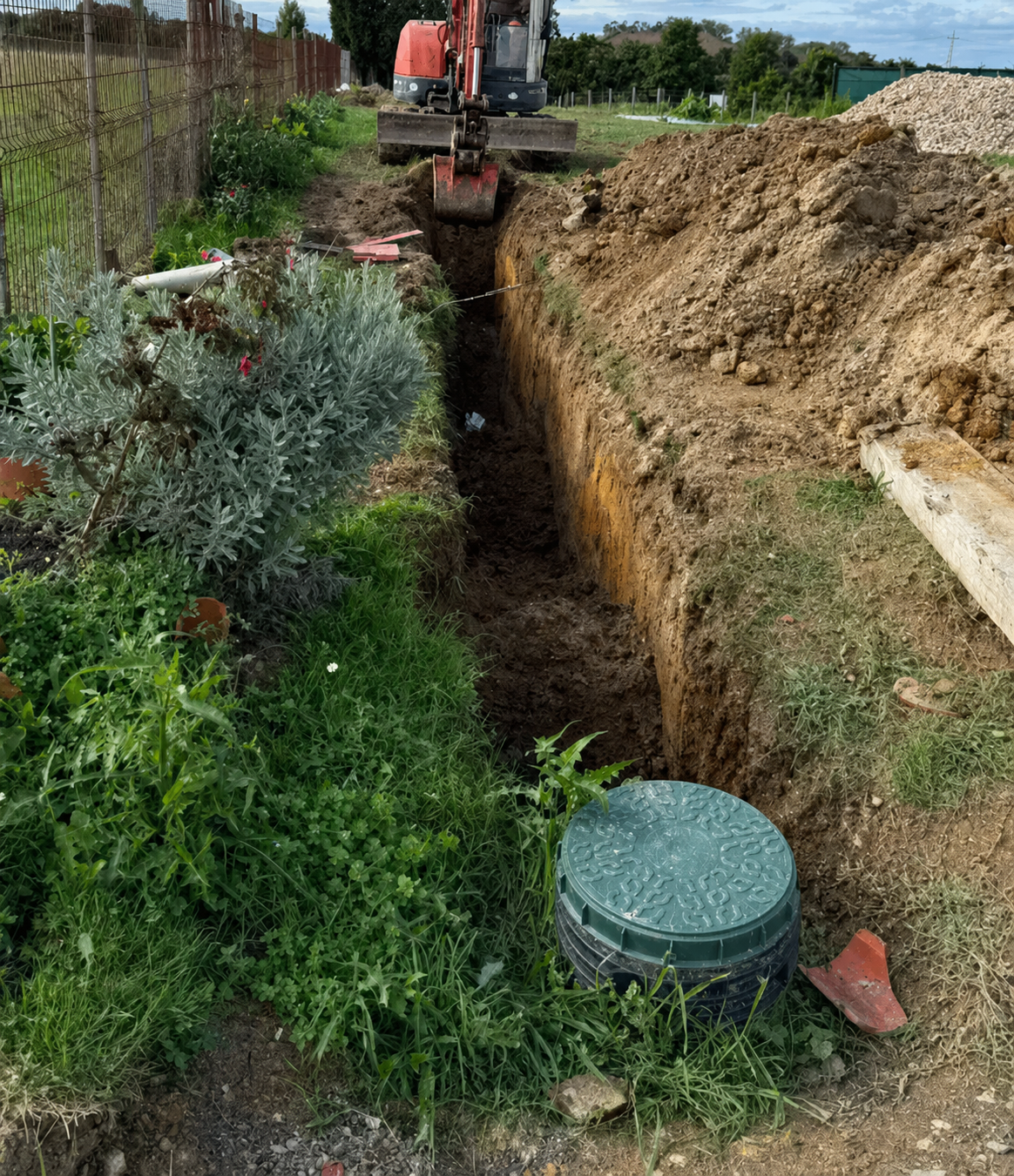 Excavación y obra civil para fosa séptica